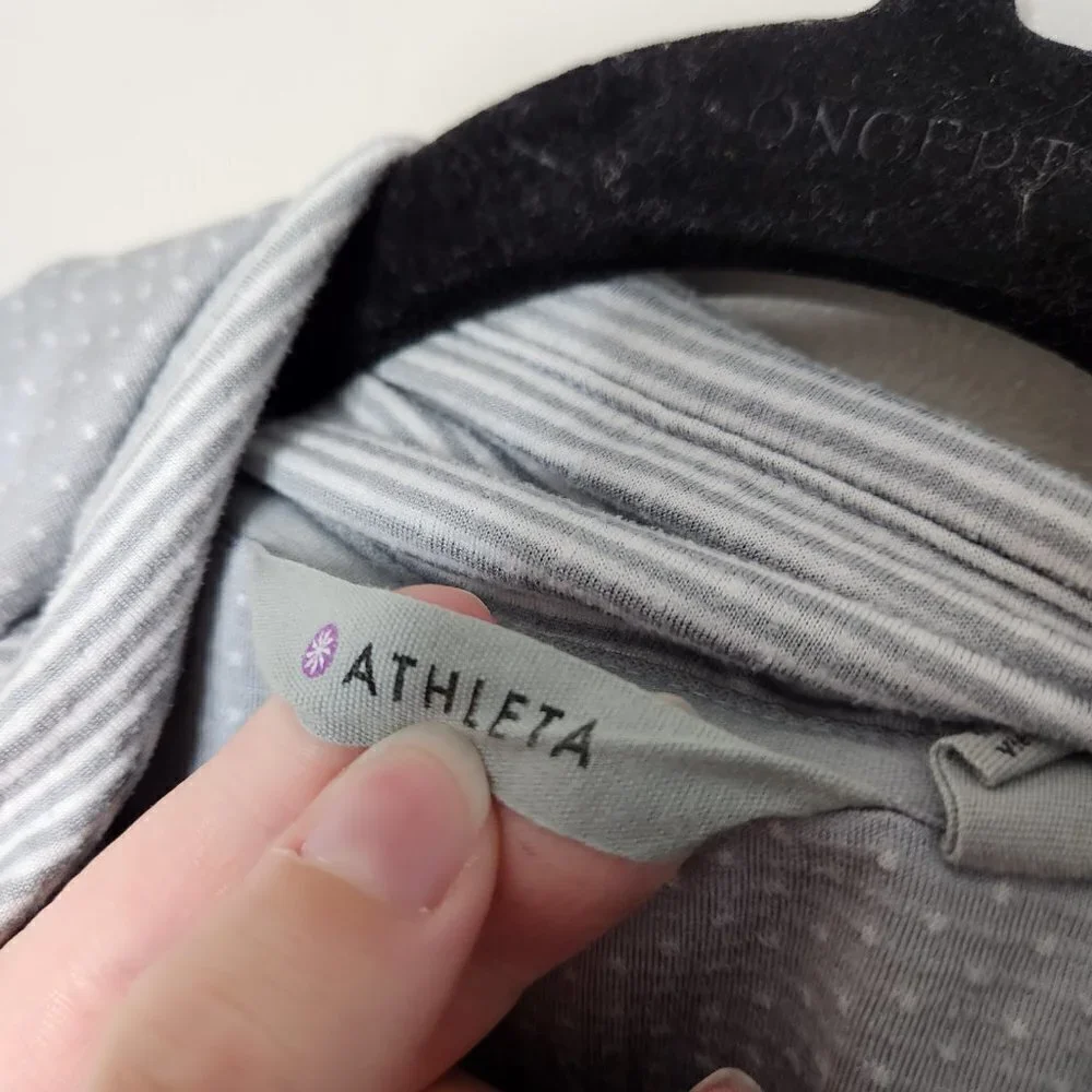 ATHLETA Grey Stripe Heavenly Hail Zip Jacket